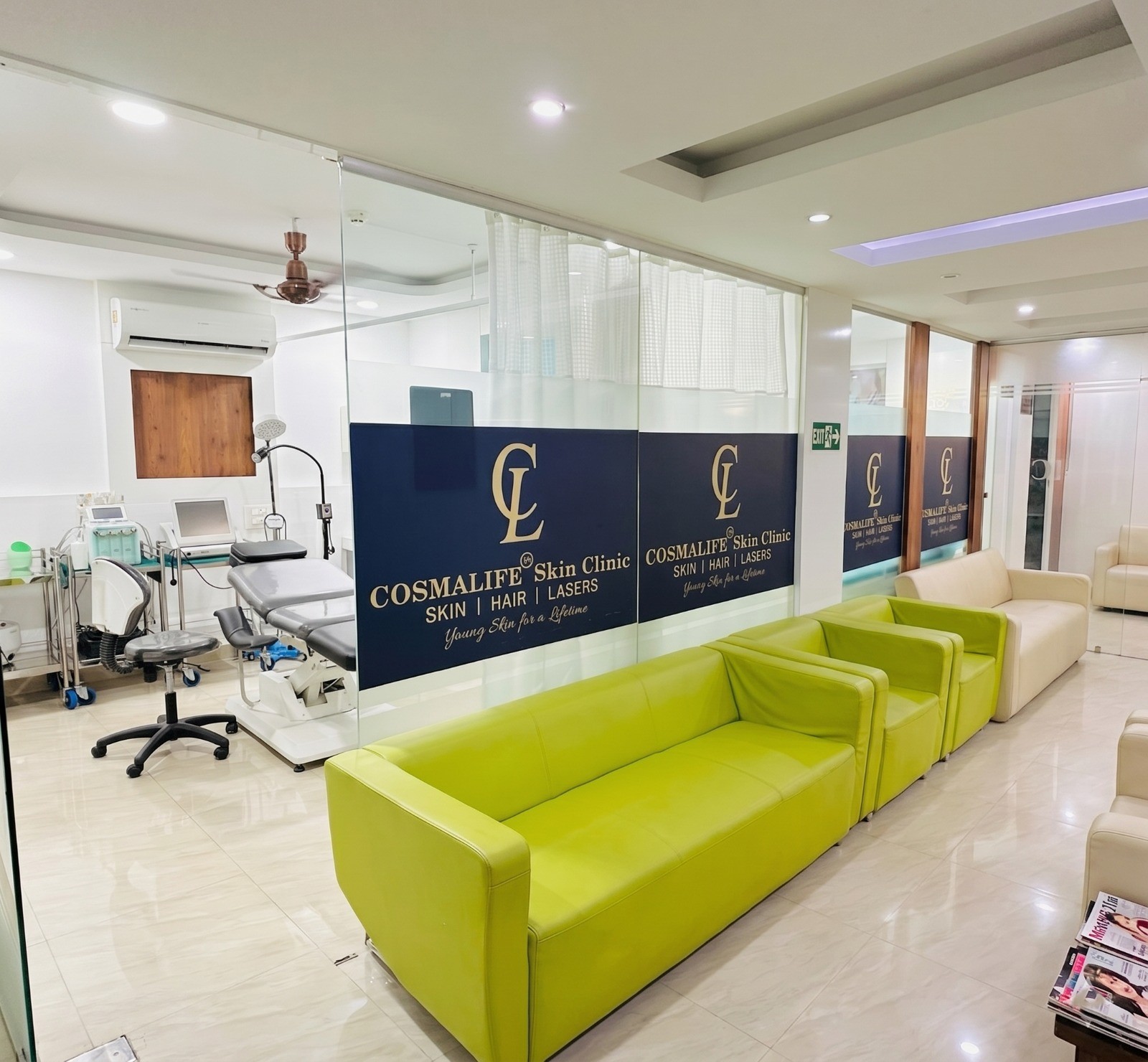 COSMALIFE SKIN CLINIC interior — reception and treatment area in Bengaluru